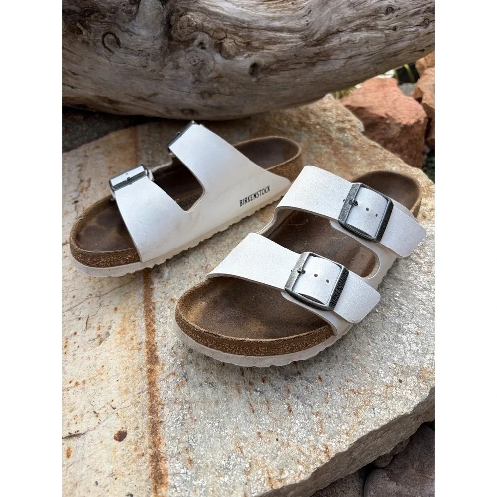 Birkenstock Arizona White Birko-Flor Sandals Womens EU 38 US 7 Narrow - Picture 8 of 11